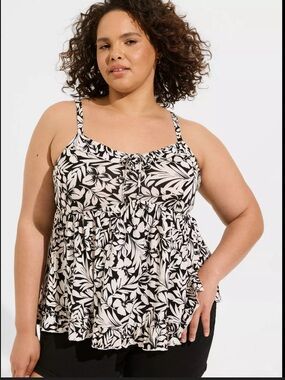 Torrid Slub Jersey Floral Tank Ruffle Babydoll 1X